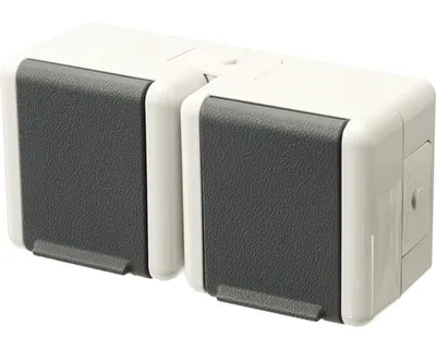 Produktbild von Jung 8220 W Feuchtraum Doppelsteckdose Aufputz waagrecht IP44 hellgrau/dunkelgrau WG800