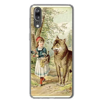 Produktbild von MuchoWow® Handyhülle Schutzhülle Hülle für Huawei P20 Wolf - Rotkäppchen - Wald Silikon Softcase Handy Hülle - Hardcover