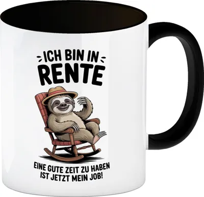 Produktbild von Faultier Ruhestand Kaffeebecher in schwarz für Rentner