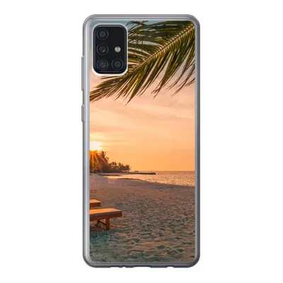 Produktbild von MuchoWow® Handyhülle Schutzhülle Hülle für Samsung Galaxy A52 5G Strand - Strandkorb - Sonnenuntergang Silikon Softcase Handy Hülle - Umschlag
