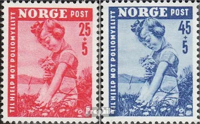 Produktbild von Briefmarken Norwegen 1950 Mi 351-352 (kompl.Ausg.) gestempelt Kinderlähmung