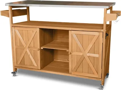 Produktbild von Coemo Servierwagen Grillstation James L Kücheninsel Holz, auf Rollen 138 x 47 x 92 cm