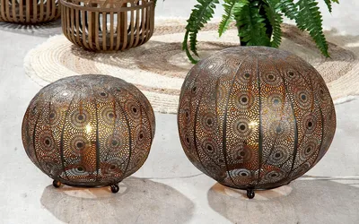 Produktbild von Gilde Bodenleuchte, "Menara", orientalisch, Metall, schwarz, VE 1, H. 24.5 cm, D. 30 cm 50041 4063387500415