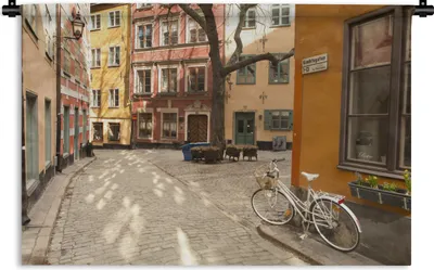 Produktbild von MuchoWow® Wandteppich Wandbehang Straße in Stockholm 120x80 cm Tapisserie Dekoration Wandtuch - Wanddekorationen - Wandtücher