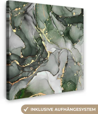 Produktbild von MuchoWow® - Leinwandbilder - Luxus - Marmor - Grün, Wandbild, Wanddeko Bilder Wohnzimmer, 50x50 cm