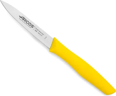 Zdjęcie produktu dla Nóż Mondador Arcos Nova 188625 ze stali nierdzewnej nitrum i polipropylenu mango, żółte ostrze 10 cm w pudełku ekspozycyjnym