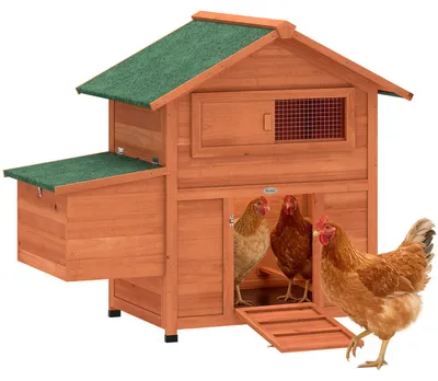 Obrázok produktu pre Kurník PawHut 113,5 x 67,5 x 95,5 cm Drevený kurník s hniezdnou búdkou, oranžový