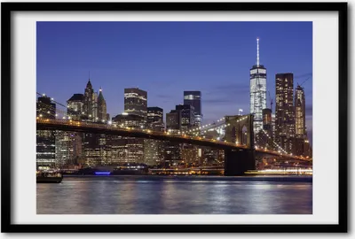 Produktbild von Bild 60x40 MDF-Rahmen, Wandkunst Manhattan bei Nacht