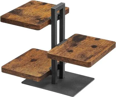 Produktbild von Rollbarer Servierwagen Beistellwagen aus Holz mit 3 Ablagen in Vintage-Braun