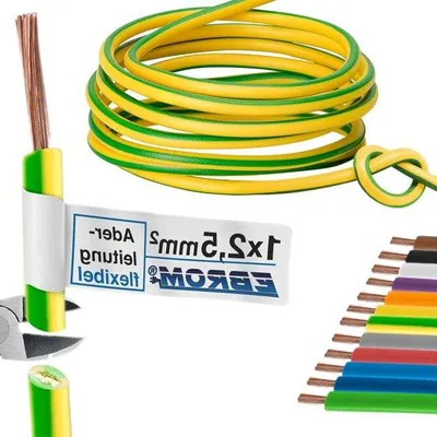 Image de Câble d'installation électrique - Souple - PVC - Câble multiconducteur - Cuivre - 5 mètres - Vert-jaune