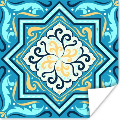 Produktbild von MuchoWow® Poster Formen - Blau - Gelb 75x75 cm - Wand Dekoration