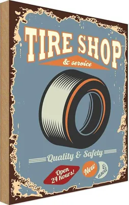 Produktbild von vianmo Holzschild 30x20 cm Tire Shop Service open 24 Warnschild Hinweisschild