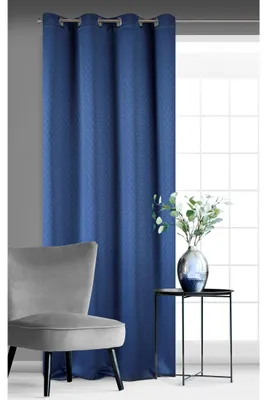 Jacquard-Vorhang mit Ösen, marineblau, 135x250 cm