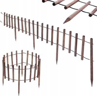 Obrázok produktu pre Záhradná palisáda – ohraničenie trávnika/kvetinového záhonu – dĺžka 185 cm – hnedá