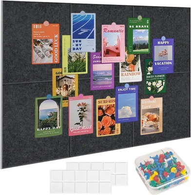 Produktbild von Pinnwand Set 4 Stück, 43 x 20 cm, Filz, selbstklebende Rückseite, für Büro