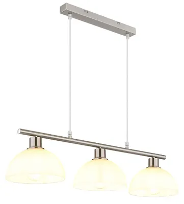 Produktbild von LED Hängeleuchte, 3-flammig, Metall Nickel, Glas opal, H 120 cm