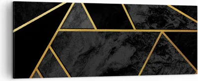 Produktbild von Bild auf Leinwand - Leinwandbild - Einteilig - Abstraktion Gold Schwarz - 140x50cm - Wand Bild - Wanddeko - Wandbilder - Leinwanddruck - Bilder - Wanddekoration - Leinwand bilder - AB140x50-4358