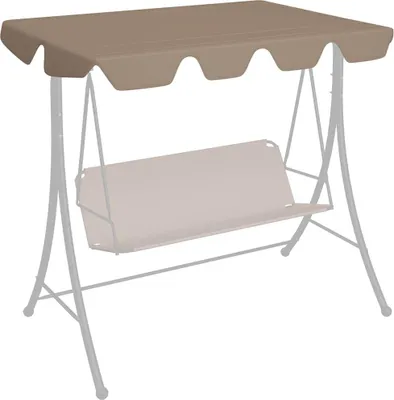 A taupe canopy for a Hollywood swing set, shown on a white background.