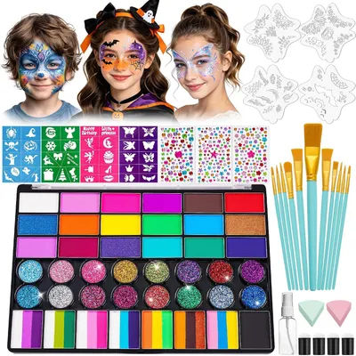 Zdjęcie produktu dla Zestaw 42 kolorów farb do malowania twarzy i ciała – farby do malowania twarzy i ciała, idealne do teatru, karnawału, Halloween, cosplayu, oraz do malowania ciała