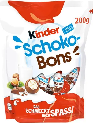 Zdjęcie produktu dla Ferrero Kinder Schoko Bons, 200 g, Czekolada mleczna, 1 szt., Mleko, Cocoa, Mleko, CE