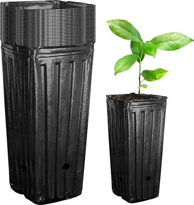 Obrázek produktu pro Sada plastových květináčů – 20 kusů – průměr 9 cm – výška 20 cm – pro vnitřní i venkovní pěstování – systém s více odtokovými otvory