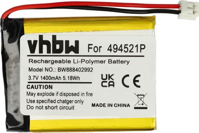 Produktbild von vhbw Akku kompatibel mit Oricom Secure SC703, SC710, SC701, SC720, SC705 Babyphone Sensormatte (1400 mAh, 3,7 V, Li-Polymer, ohne Gehäuse)