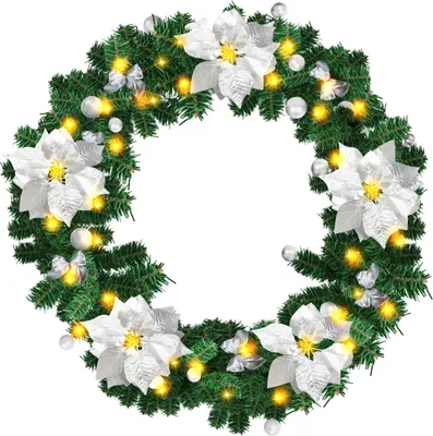 Immagine prodotto di Bettizia Ghirlanda di Natale con luci Decorazione con luci fiabesche 50 LED per interni esterni verde 2,7 m con argento decorativo