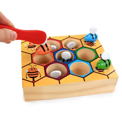 Produktbild von Hölzernes Bienenstock-Zuordnungsspiel, Farbsortierspielzeug