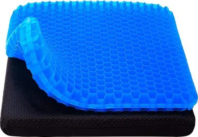 Produktbild von Gel-Sitzkissen, Kühlung Sitzkissen Thick Big Breathable Honeycomb Design Absorbiert Druckpunkte Sitzkissen mit Anti-Rutsch-Abdeckung Gel-Kissen für Bürostuhl Home Auto Sitzkissen für Rollstuhl