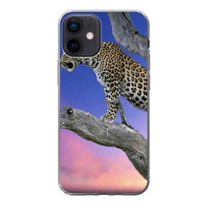 Produktbild von MuchoWow® Handyhülle Schutzhülle Hülle für iPhone 12 Leopard - Baum - Zweig Silikon Softcase Handy Hülle - Schutzhülle