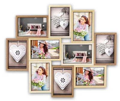 Produktbild von Holz Bilderrahmen Collage braun, beige, creme für 10x15 cm