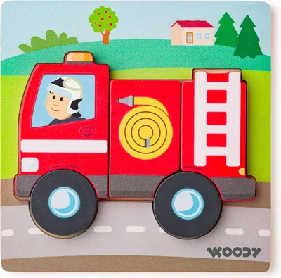 Produktbild von Woody Greifpuzzle für Babys ab 1 Jahr, Feuerwehrmann, 5 große Teile, 15x15x1,5 cm