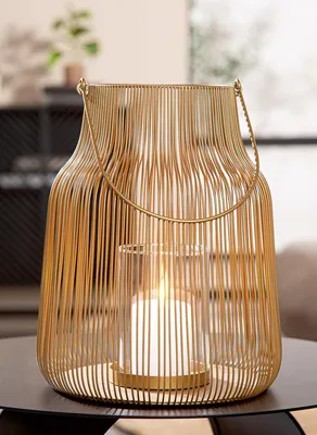 Immagine prodotto di Gilde Windlicht, "Wanja", Glas, Metall, goldfarben, VE 2, H. 29.5 cm, D. 24 cm 74166 4063387741665