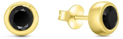 Immagine prodotto di Orecchini placcati oro senza tempo con zirconi neri EA334YBC