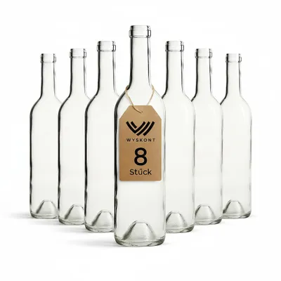 Produktbild von Weinflasche 750 ml Bordeaux 8 Stück, Weiß Weinflasche ohne Korken, Leere Glasflasche, Wasserflasche, Leere Likörflaschen, Wein Zubehör, Glasflaschen