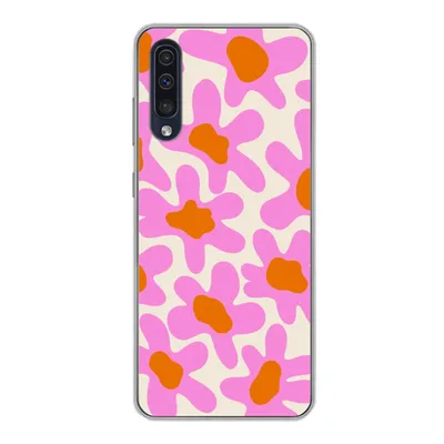 Produktbild von MuchoWow® Handyhülle Schutzhülle Hülle für Samsung Galaxy A30s Blume - Rosa - Muster Silikon Softcase Handy Hülle - Karteninhaber - Geburtstag Teenager