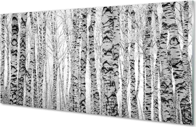 Produktbild von Glasbilder 140x70 Wandkunst Schwarze und weiße Birke