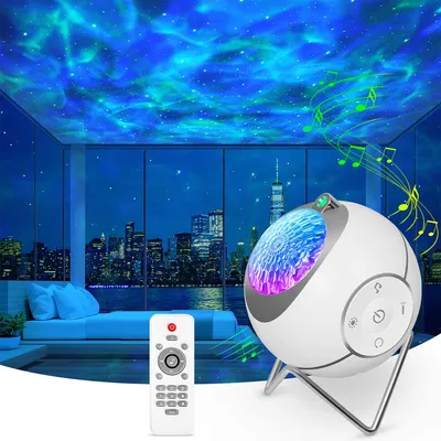 Produktbild von Galaxie-Projektor, Sternenhimmel-Projektor, 360° drehbare Sensorlampe, Schlafzimmer-Nachtlichtprojektor mit weißem Rauschen und Timer