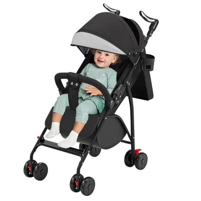 Produktbild von Buggy Kinderwagen verstellbare Rückenlehne Leicht mit Polsterung und Moskitonetz Schwarz