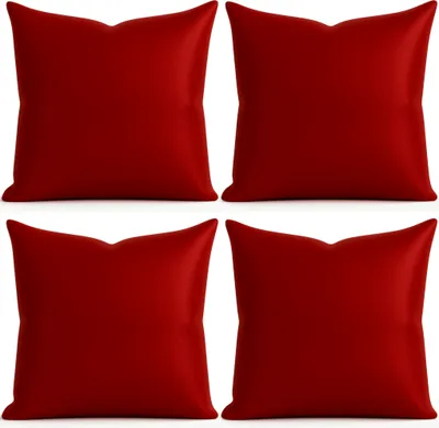 Imagen del producto de Juego de 4 fundas de cojín de 40x40 cm, color rojo oscuro, con cremallera, para decoración