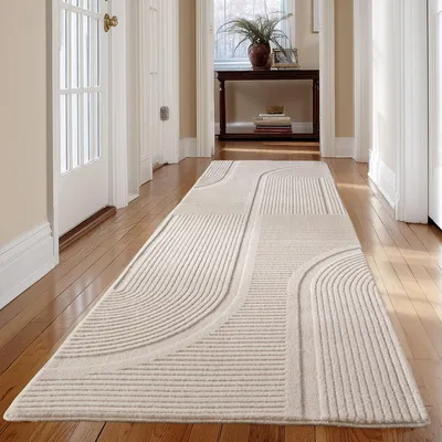 Image de Carpetsale24 Tapis Boho Scandinave à Poils Courts avec Effet 3D Lavable Doux et Moderne pour Salon, Taille: 80x250 cm