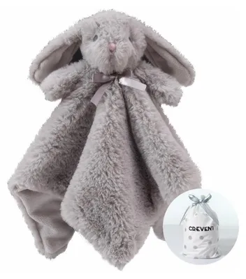 Immagine prodotto di Coperta morbida in peluche, ideale per neonati, colore grigio, coniglietto, 34x34 cm