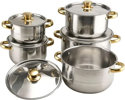Produktbild von 10-teiliges Kochtopf-Set aus Edelstahl mit Antihaftbeschichtung, Mehrzweckpfannen für Suppe, Nudeln und Eintopf