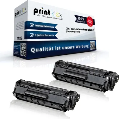 A product shot of two toner cartridges with a box in the background.