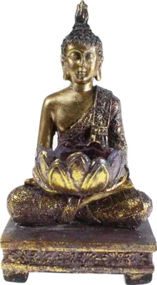 Produktbild von Teelichthalter Buddha aus Poly bunt gold Glitter (B/H/T) 10x18x9cm Statue Figur