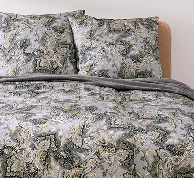 Produktbild von Estella Mako-Satin Bettwäsche 135x200 Tiberio silber gold schwarz Paisley 7572-820