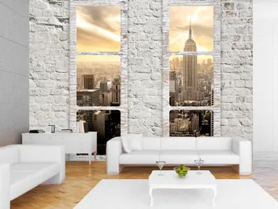Produktbild von Vlies Fototapete Fenster nach New York 350x256 cm Tapeten Wandtapete XXL Stadt City Skyline Manhattan c-A-0066-a-b
