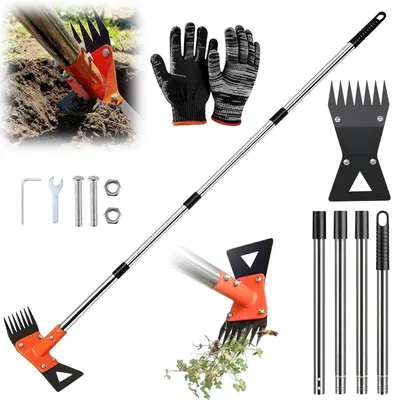 Produktbild von Unkrautstecher Unkrautjäter Gartenwerkzeug - Langstiel 152 cm - Edelstahl - Verstellbar - Für Rasen und Gemüsebeet