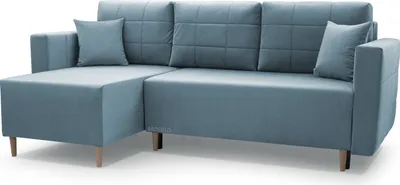 Produktbild von Ecksofa mit Schlaffunktion und Bettkasten, Schlafsofa für Wohnzimmer, Schlafzimmer, Raum, L-Form, Sofa mit Universal Ottomane - Santos (Blau - Monolith 72)