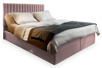 Produktbild von Masseno Boxspringbett MURLO 180x200 cm Komplett-Set mit Bonell Matratze und Topper, Polsterbett mit Bettkästen -Rosa, KRONOS 27